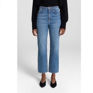 A.L.C. Malone Studded High Waist Straight Leg Distressed Denim Jeans